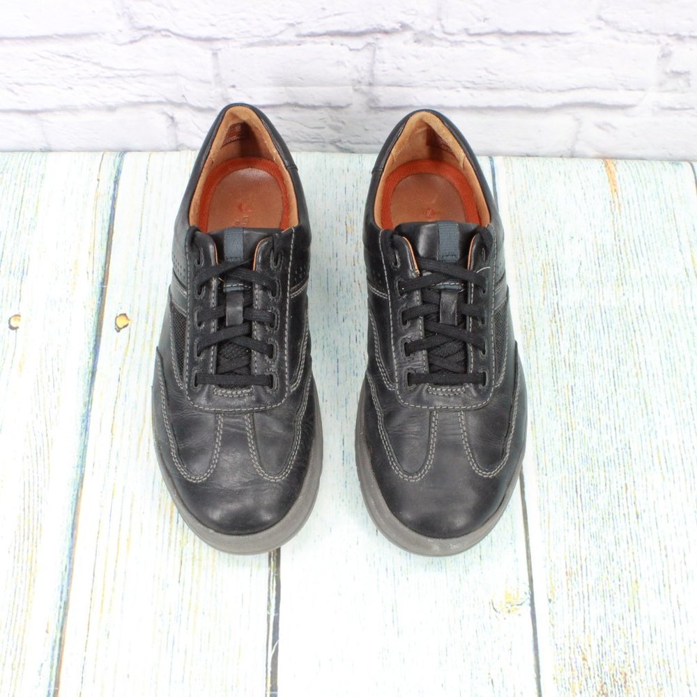 Clarks Unstructured Black Leather Comfort Low Top Sneakers Shoes Size 9.5 Medium - Picture 5 of 9